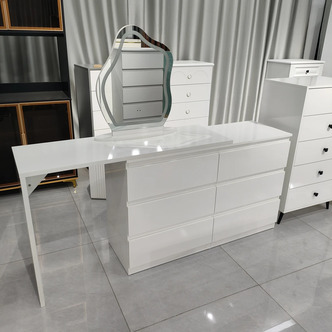免拉手白色伸拉梳妆台带智能镜