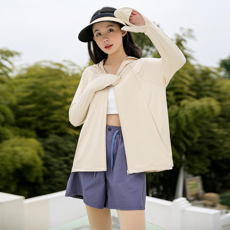 UPF50+夏季冰丝原纱可拆卸黑胶大帽檐防晒衣防紫外线透气防晒服女
