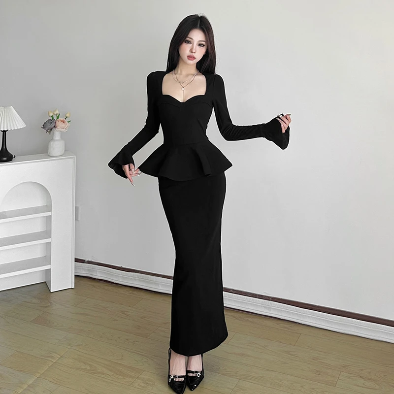 Malou 赫本风“优雅永不过时”遮腰显瘦性感连衣裙女D52367+D48053