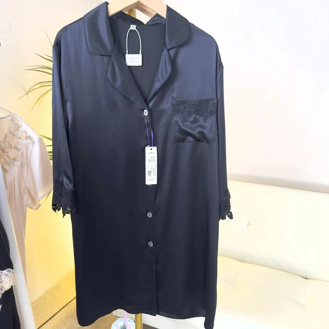 【老板娘自播】透气舒服时尚宽松高级100%桑蚕丝衬衫裙S2178