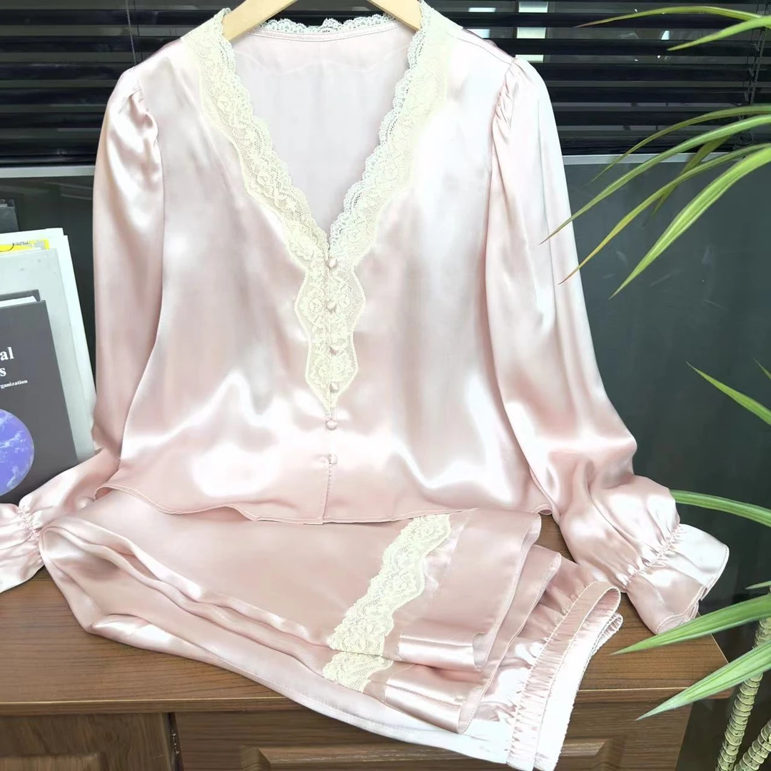 【桑蚕丝源头工厂】100%桑蚕丝重磅真丝套装长袖套装T2229