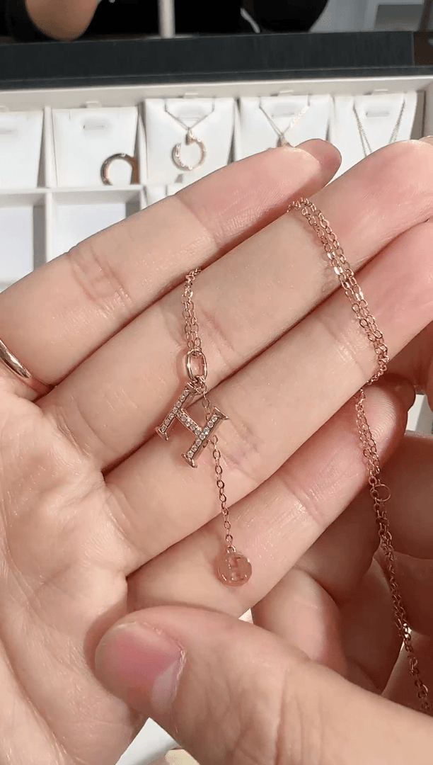 【闪购商品】钻石项链18K金镶嵌小H套链