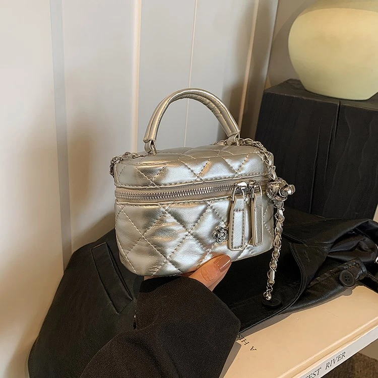 菱格盒子包韩版ins单肩包洋气漆皮小众百搭时尚网红小香风斜挎包