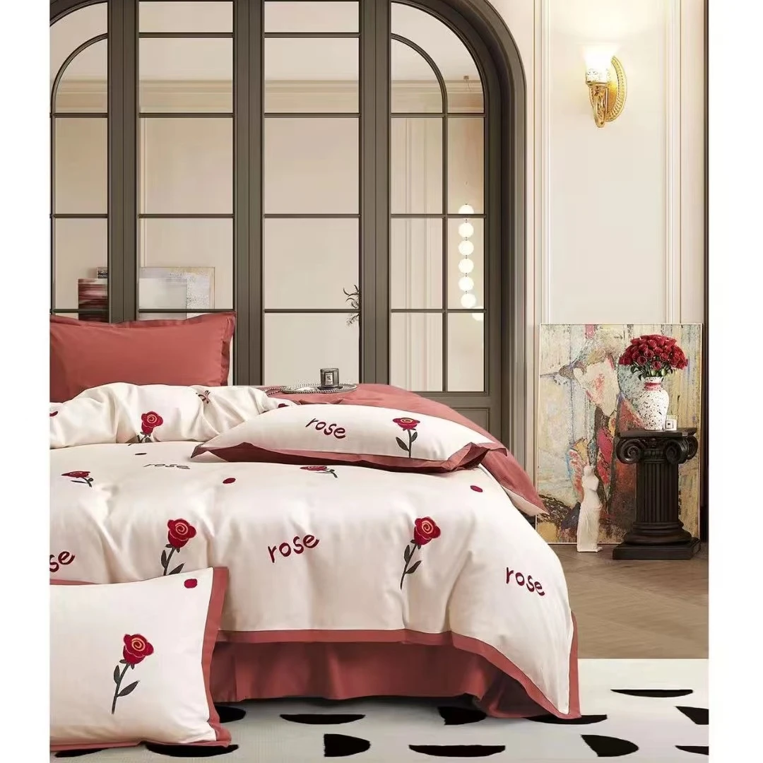 英子家纺-纯棉订制-高支高密超柔磨绒系列(至尊版)-一支玫瑰-AB版