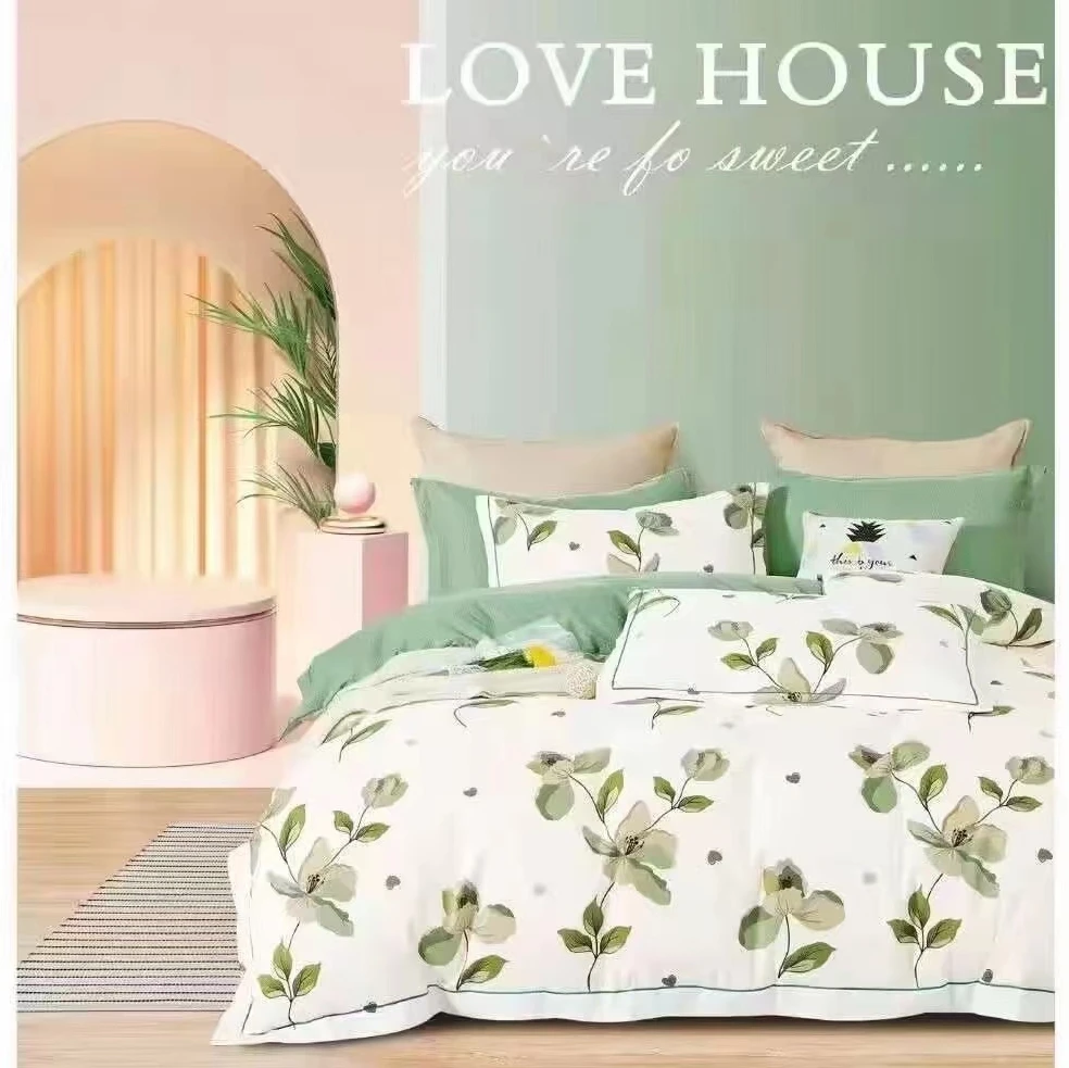 英子家纺-纯棉订制-纯棉高支高密斜纹棉面料-花知晓-AB版