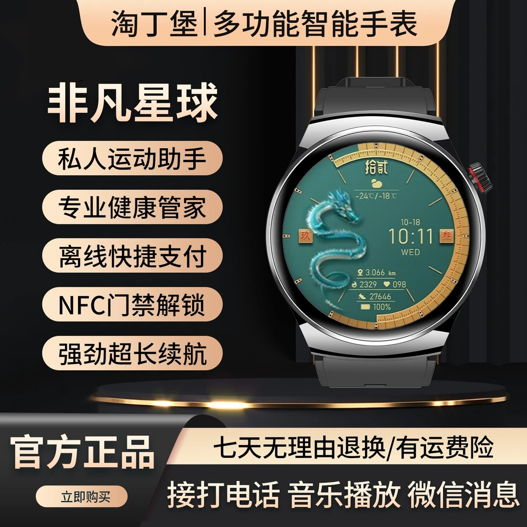 【非凡星球】淘丁堡新款多功能智能手表NFC门禁支付GPS运动健康ZX钢