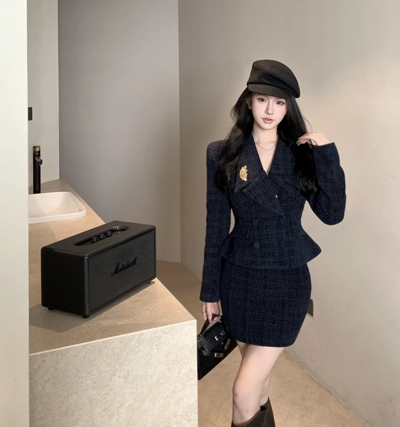 小香风名媛气质套装女2024秋季新款收腰上衣半身裙两件套轻奢女装