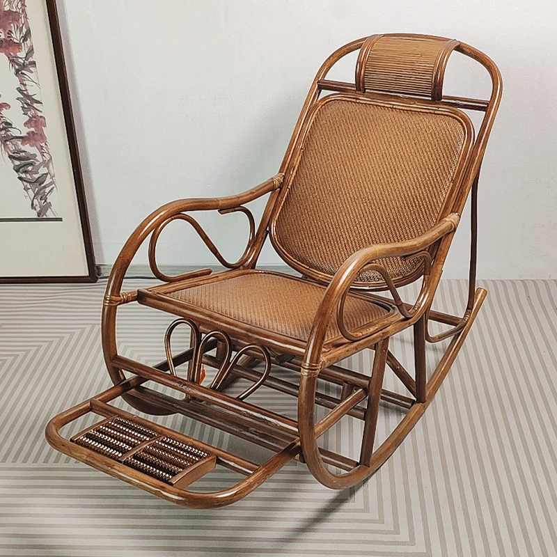 手工植物藤编摇椅家用阳台休闲椅懒人逍遥椅老人午休摇椅