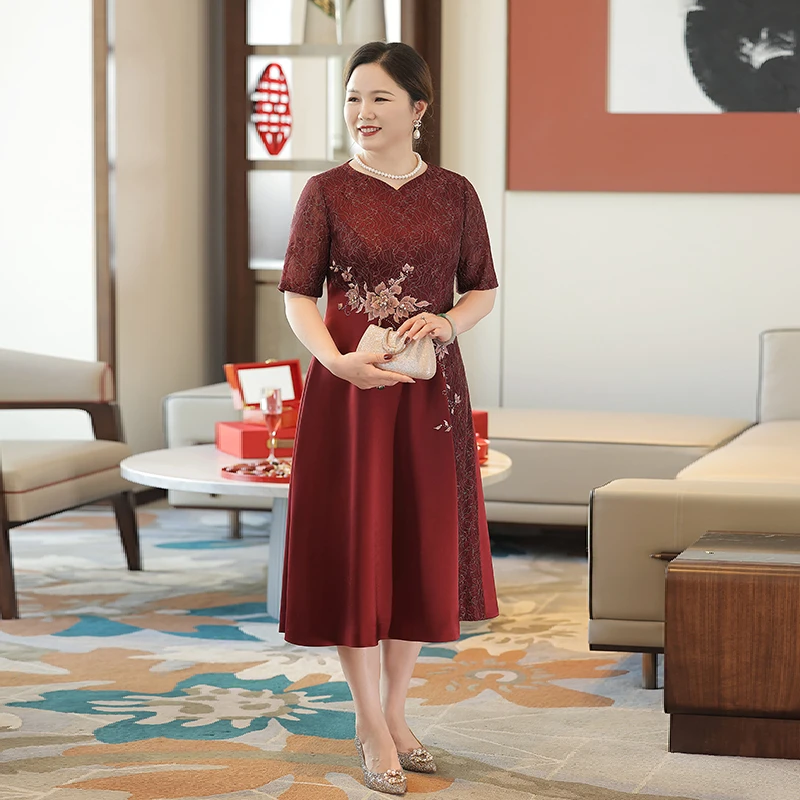 【喜嘉喜】2025优雅气质修身妈妈礼服婚礼妈妈装显瘦连衣裙结婚722