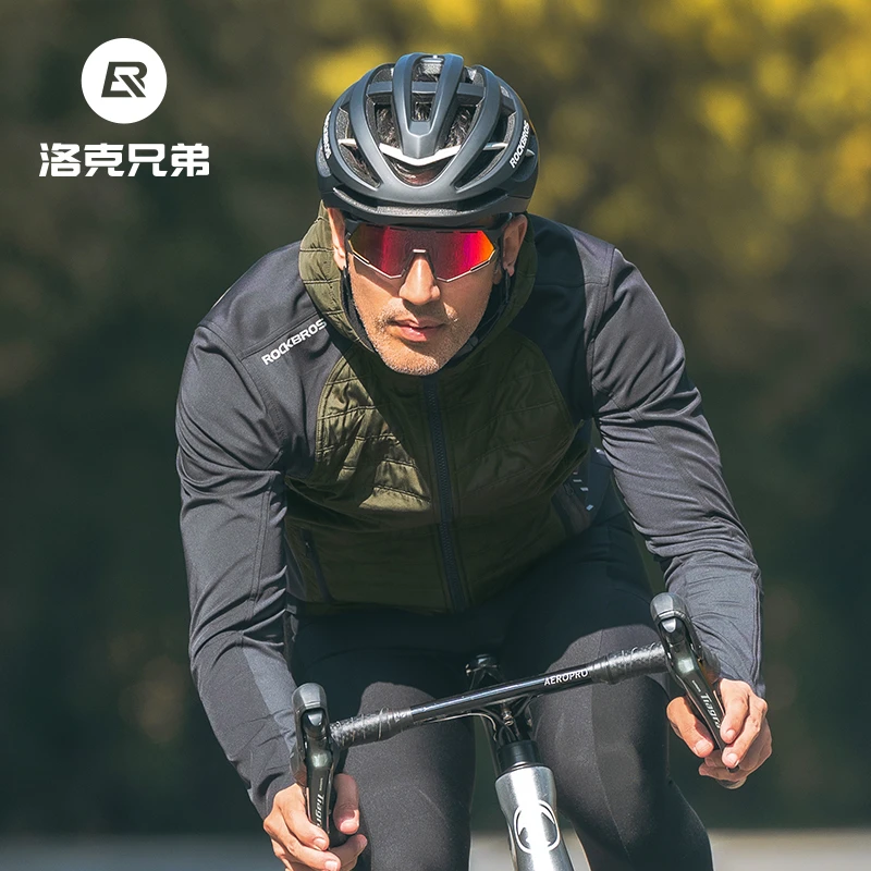 洛克兄弟骑行服夹克保暖棉服上衣男抓绒长袖公路单车运动服秋冬季