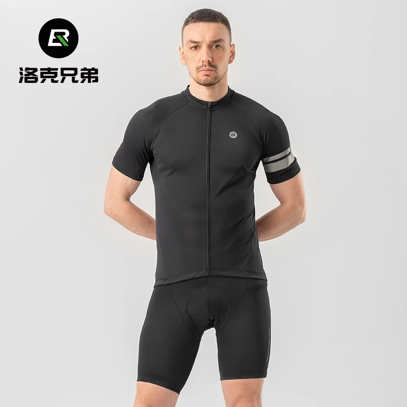 洛克兄弟夏季骑行服速干短袖短裤男女山地公路自行车衣服单车装备