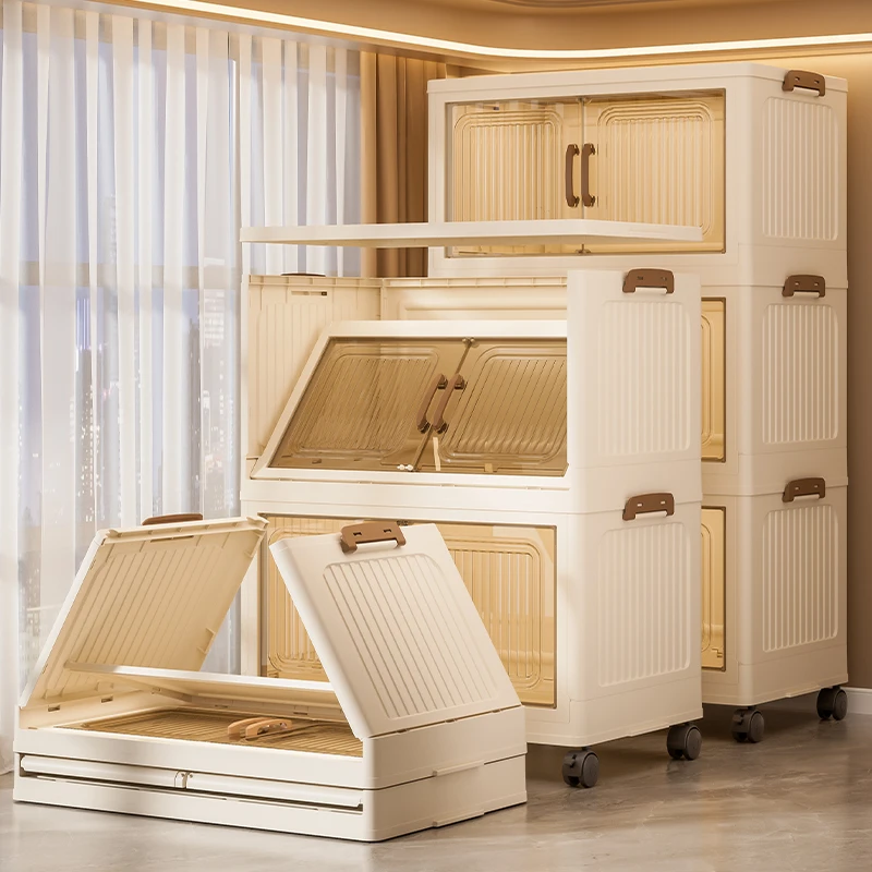 【66面宽】3-4-5免安装折叠收纳柜整理柜双开门储物柜儿童衣柜