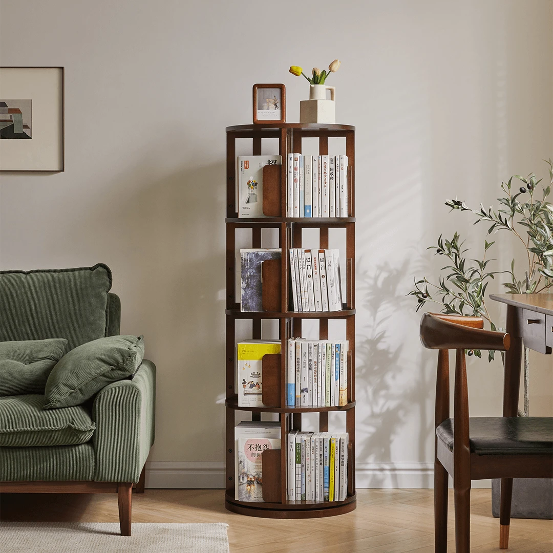 【圆润旋转书架】全实木简易落地书柜儿童家用收纳简约绘本置物架子