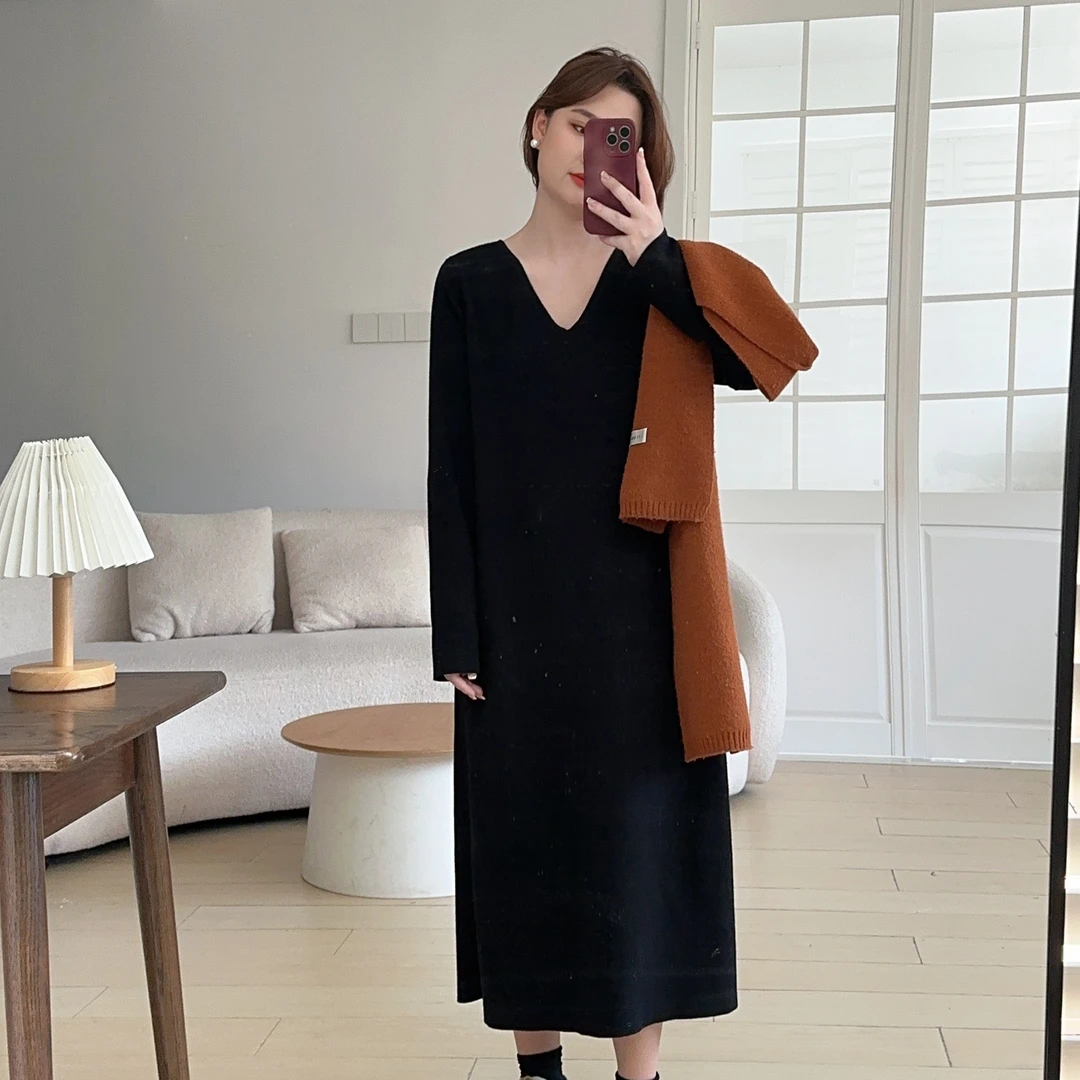 【Whoopi】2个版本软糯内搭毛织裙  入冬BI备的宽松针织毛衣裙