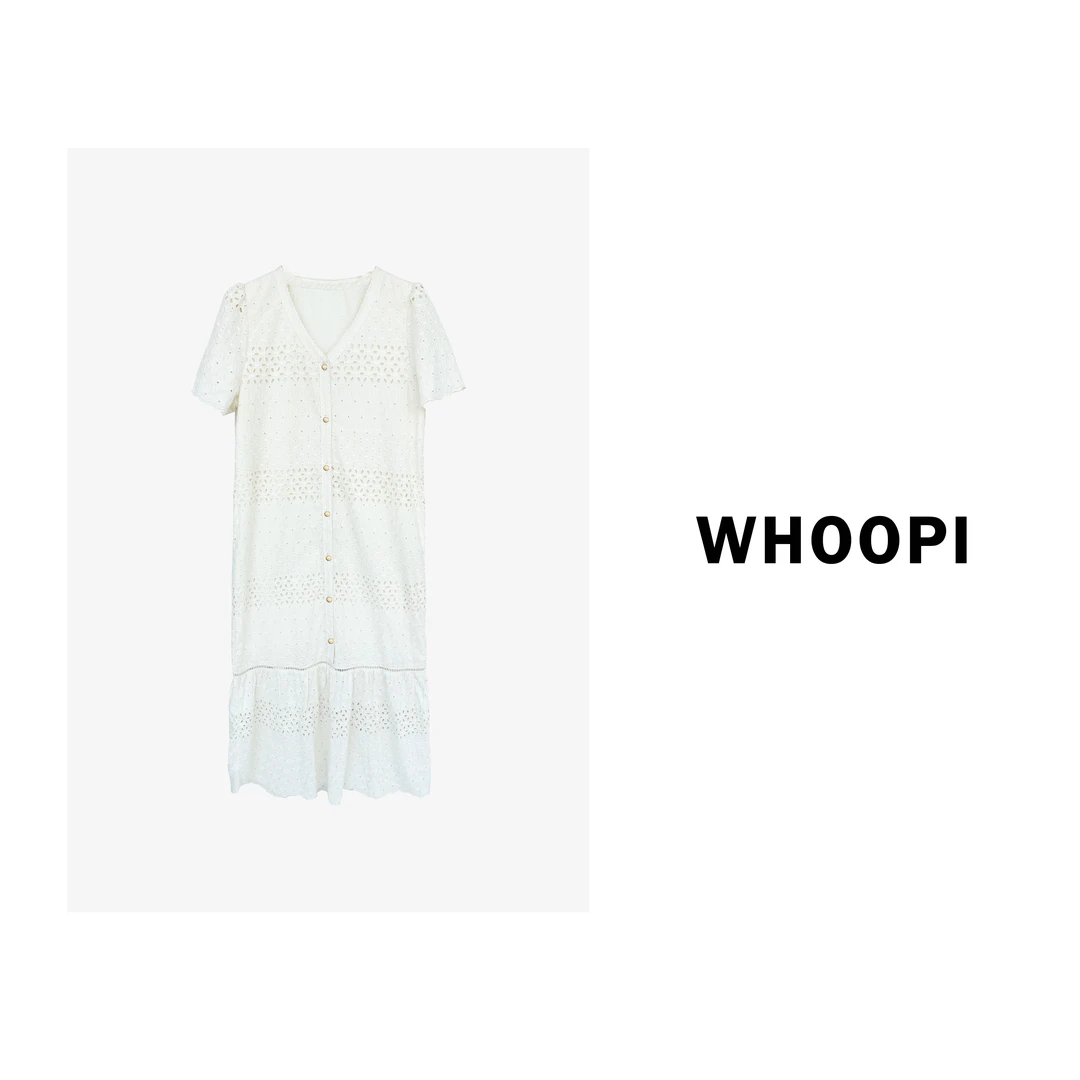 【清】【日光手书】法式复古优雅镂空小众设计感显瘦连衣裙