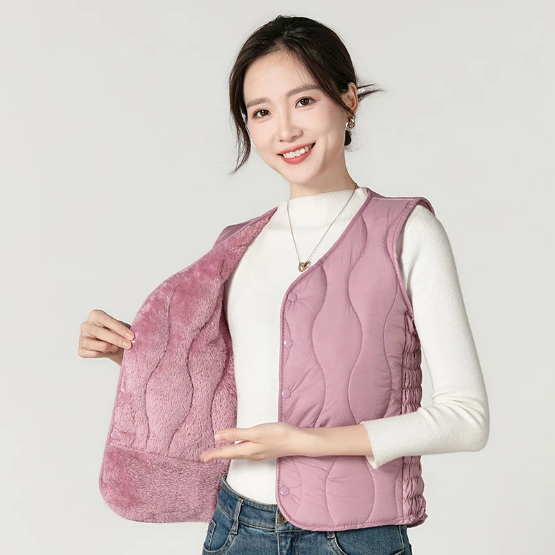 2024秋冬新款中式棉马甲女士加绒加厚短款中老年百搭防寒保暖马夹