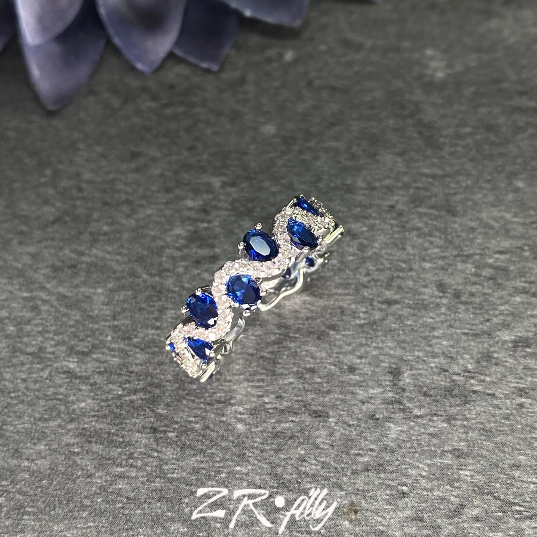 铜合金仿水晶戒指 蓝色1966