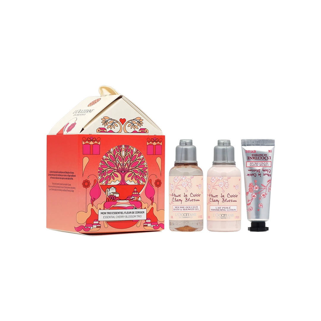 L'occitane/欧舒丹甜蜜樱花护手霜身体乳沐浴露3件套80ML礼盒礼物