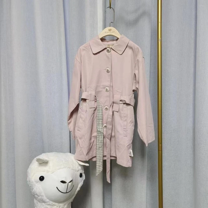 A368  品牌折扣儿童 秋春款长款风衣外套  02011010C