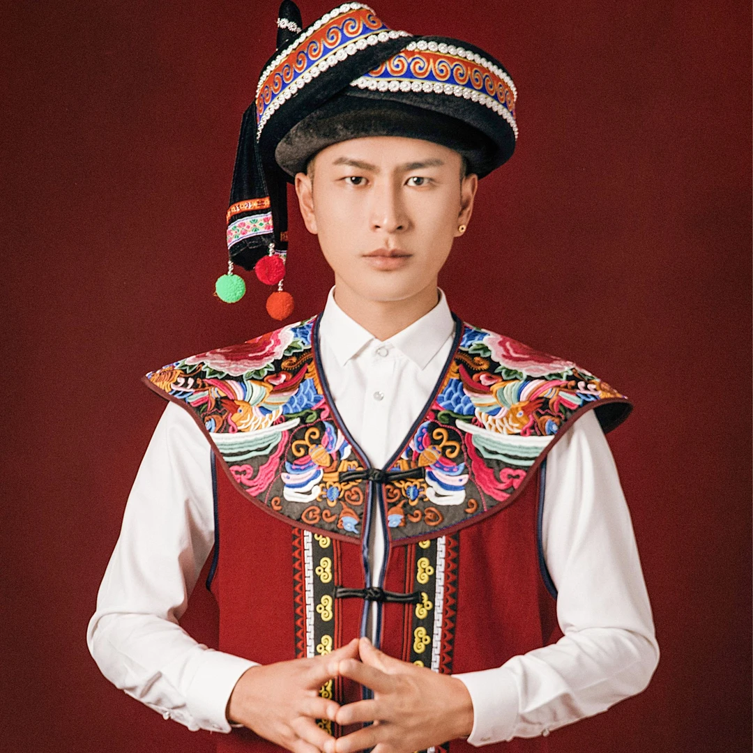 （长款大肩男马甲）古夷邝氏复古彝族民族风长款男士马甲