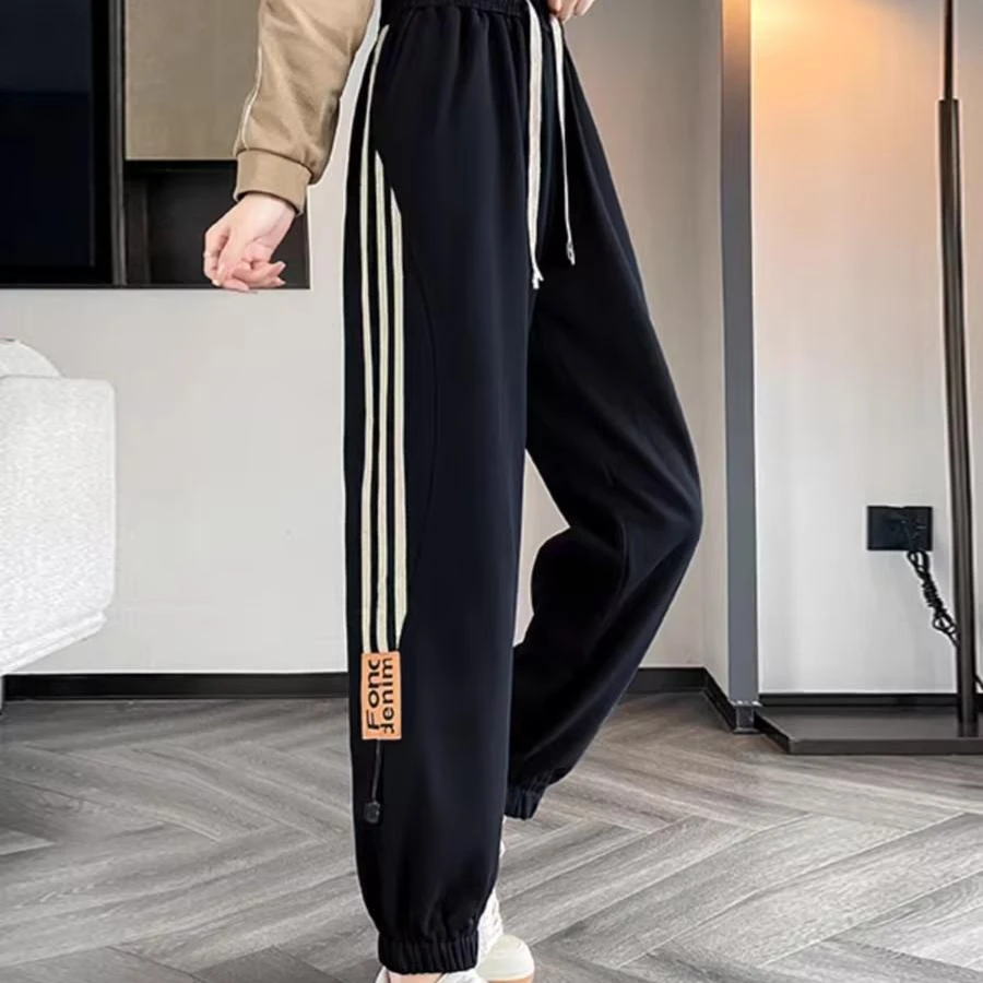 2024冬季新款时尚百搭宽松个性简约休闲薄绒卫裤