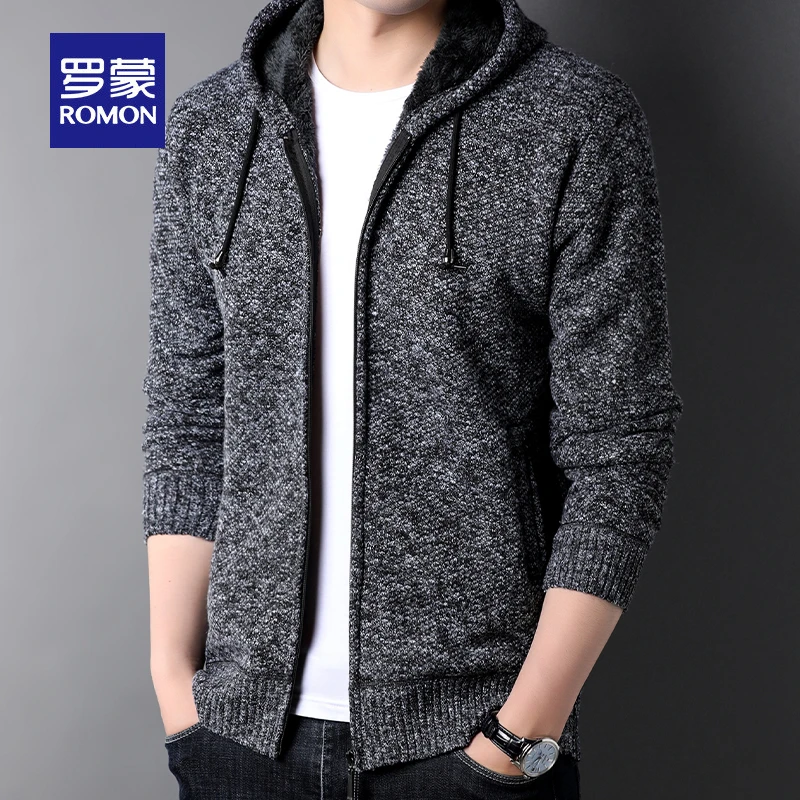 罗蒙韩版潮流卫衣男装2025年春秋季新款针织开衫男士休闲连帽外套