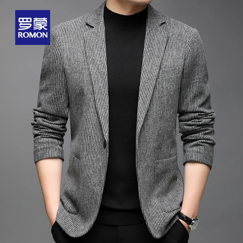 Romon/罗蒙男士小西装外套休闲商务单西夹克爸爸装春秋中年西服男