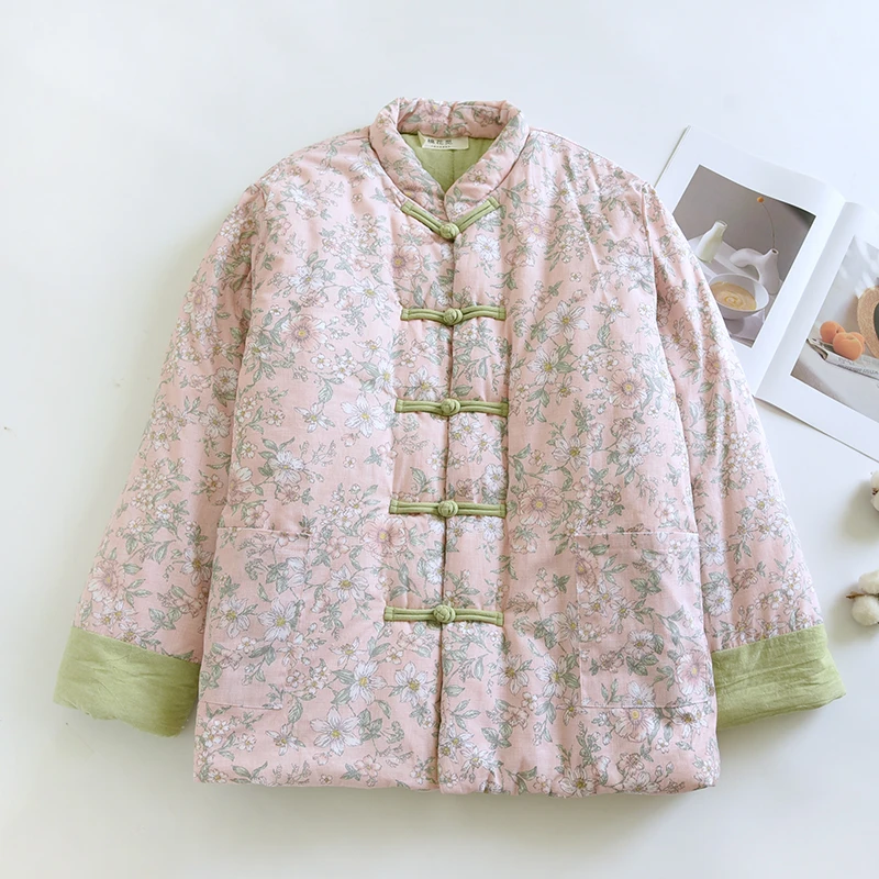 61  冬季中老年手工制作纯棉花棉衣女士棉袄妈妈装