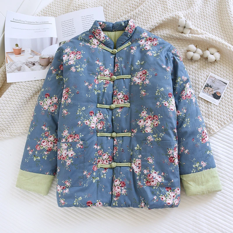 2024新款新中式国风盘扣手工纯棉花袄 冬季棉衣女成人