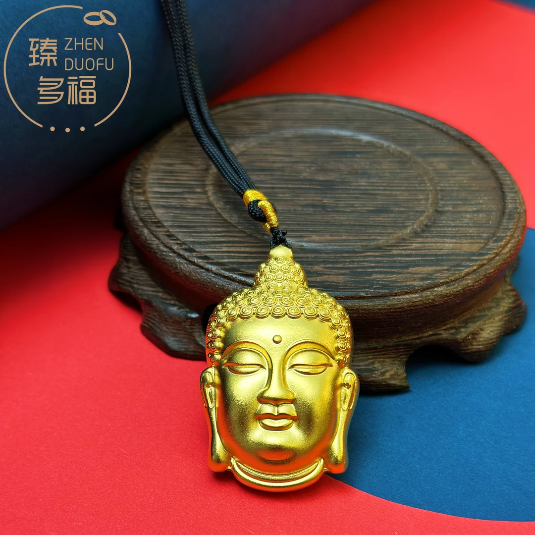 吊坠足银 大金佛像吊坠 足银大佛头吊坠项坠挂件编织绳