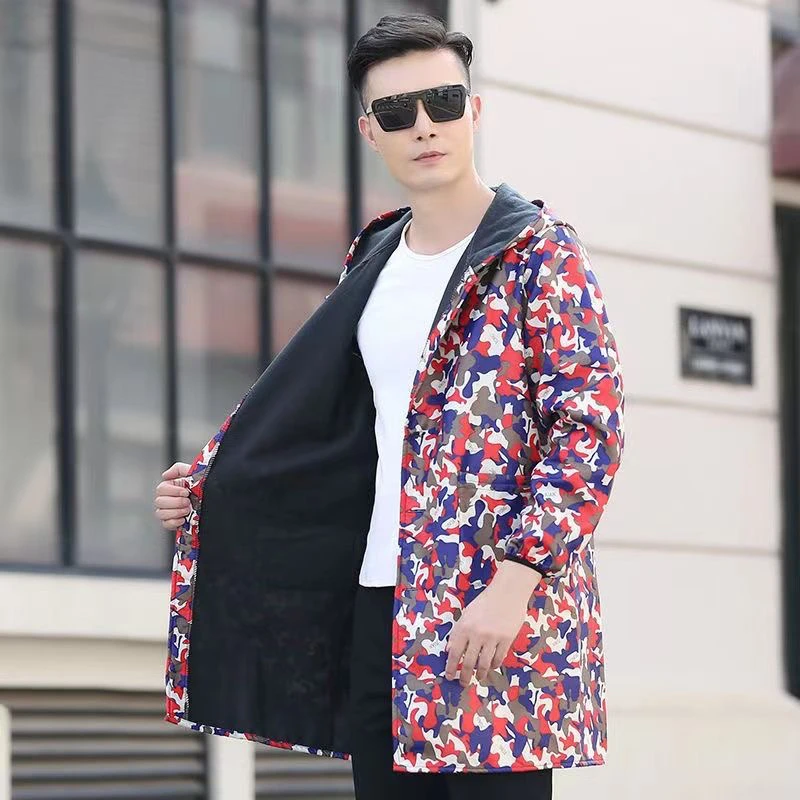 加绒防水罩衣套装上衣防水防油男款加绒工作服加绒冬季大褂中长款