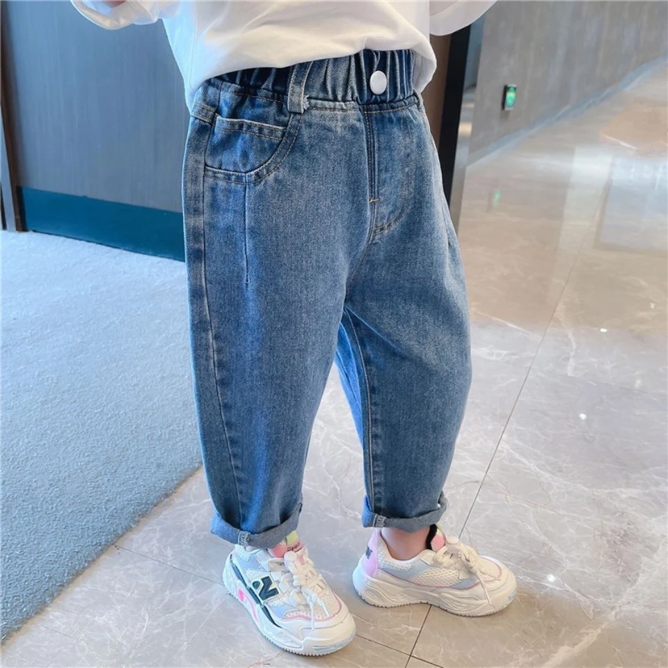 儿女童牛仔裤春秋新款宽松时髦韩版子女宝裤宝洋气新款秋装长裤潮
