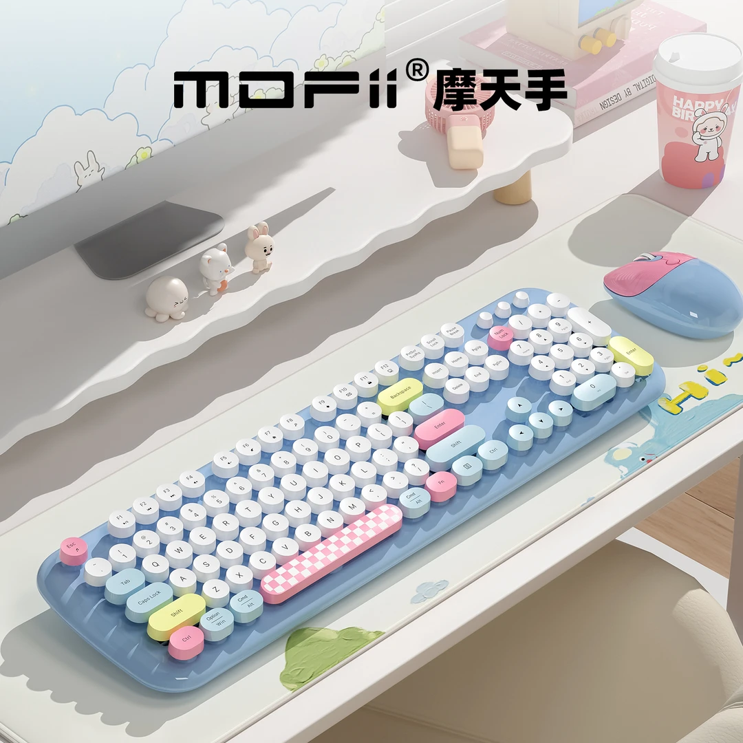 mofii/摩天手猫咪无线键盘鼠标套装女生办公可爱适合台式笔记本