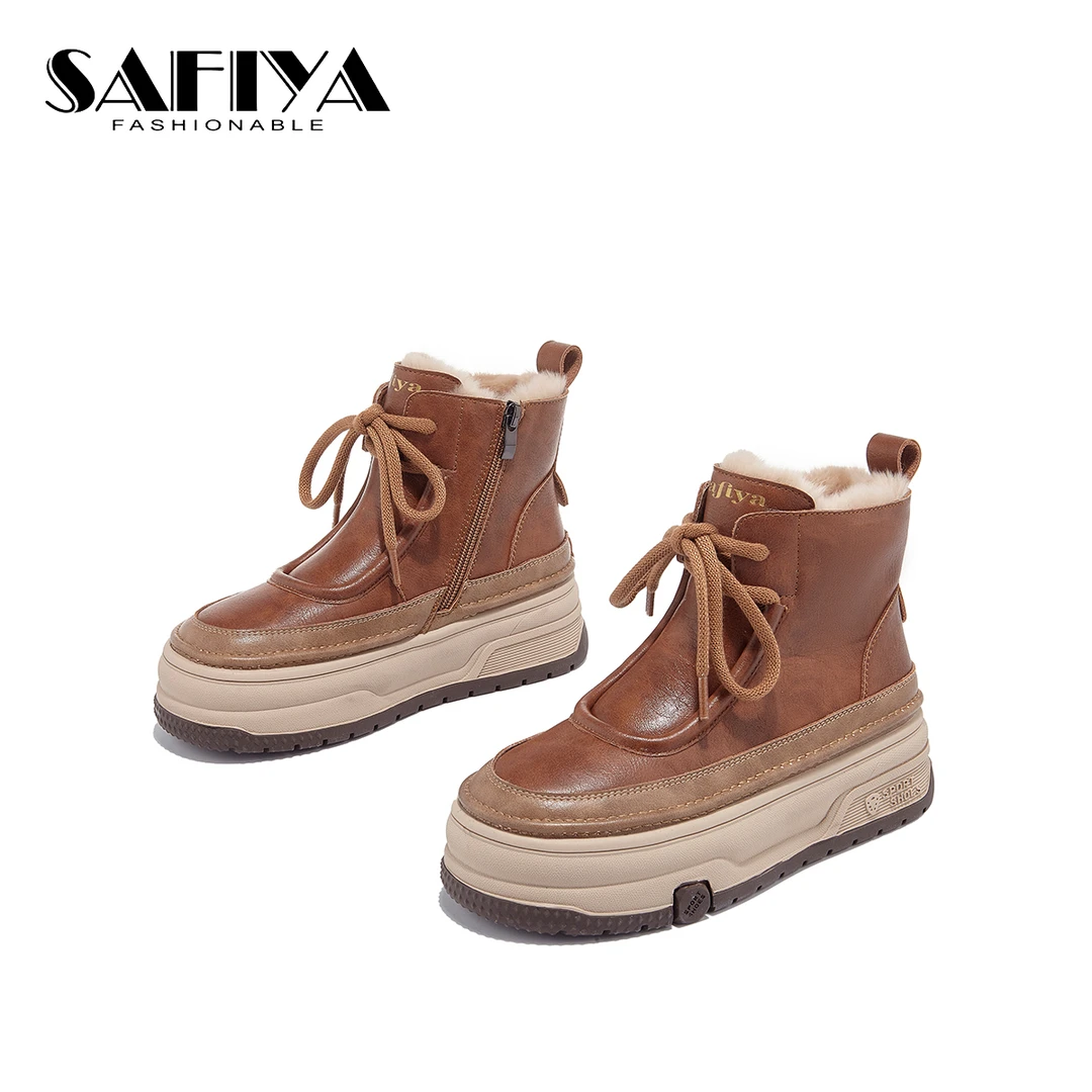 索菲娅冬季新款时尚百搭休闲厚底鞋女款2025新款爆款SF43118A75