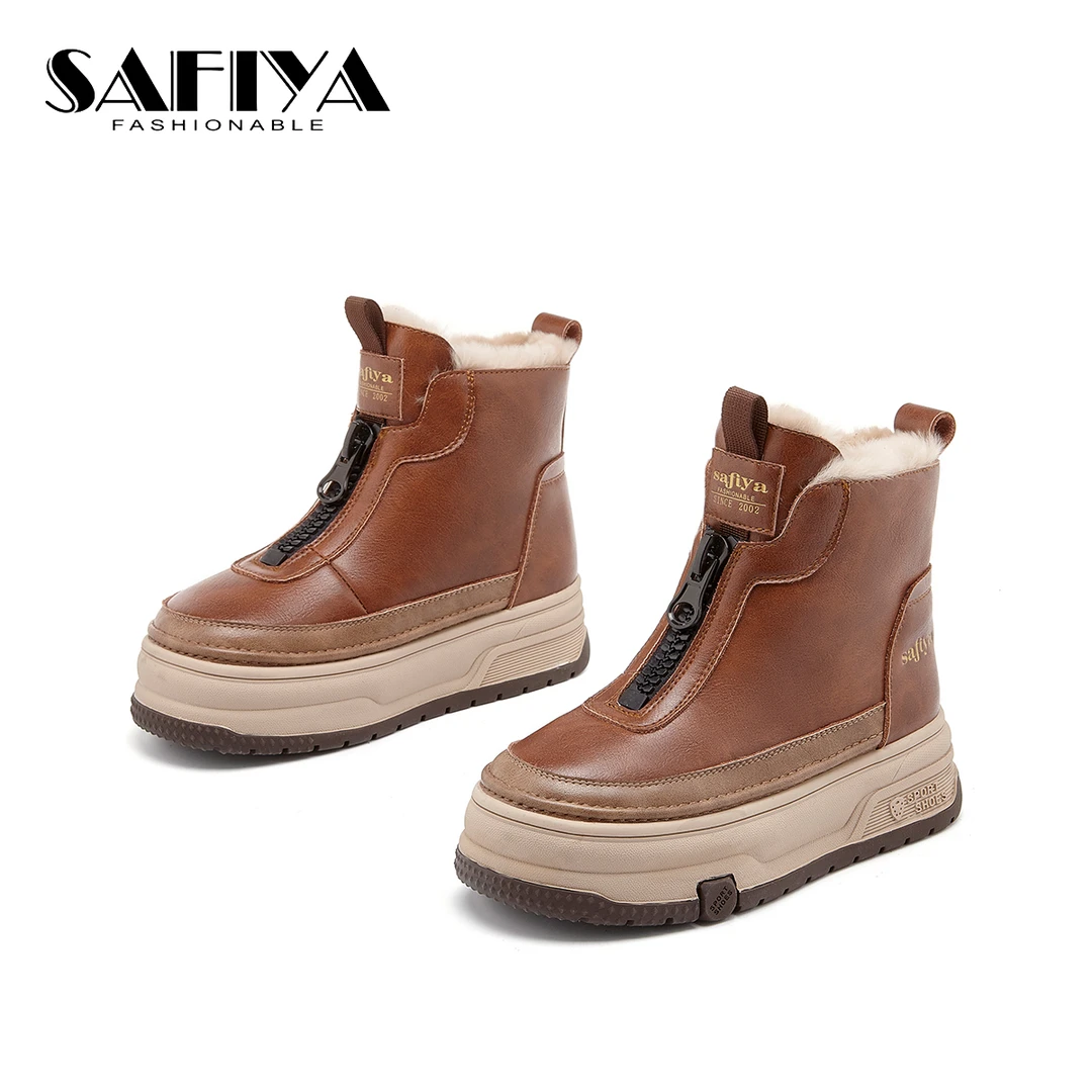 索菲娅Safiya2024秋冬新款厚底加绒保暖百搭时尚雪地靴SF43118B02