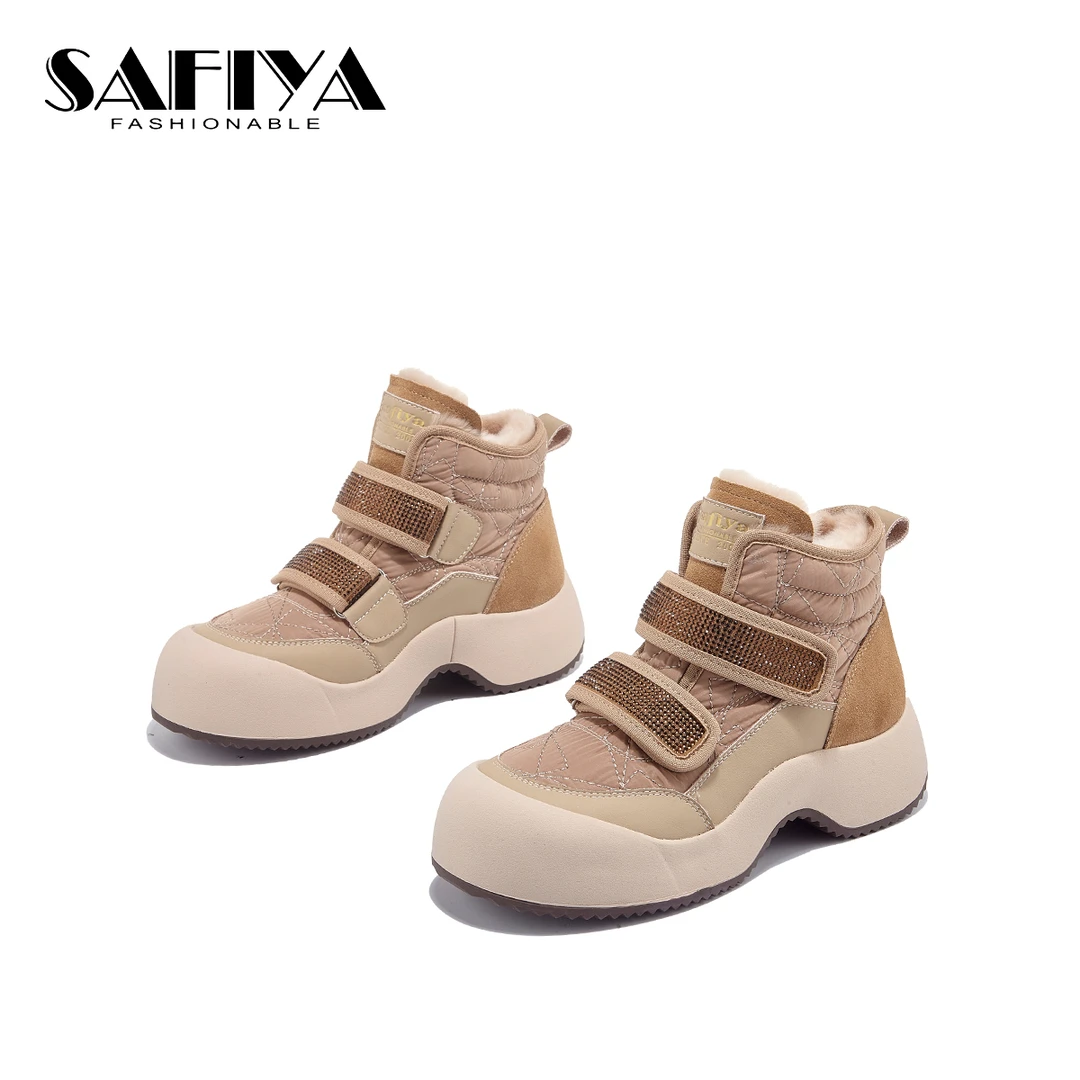 索菲娅Safiya2024冬季新款时尚舒适加绒保暖增高雪地靴SF43118A44