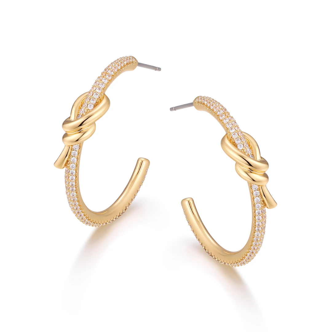 铜合金耳饰 【HevinStudio】原创微笑绳结简约精致时尚耳圈HE20518