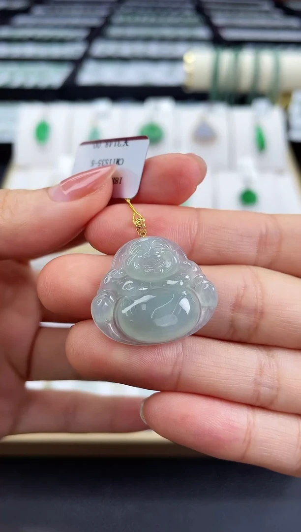 【闪购商品】翡翠挂件18K金镶嵌18K金扣佛公多人@@CMT1535-5