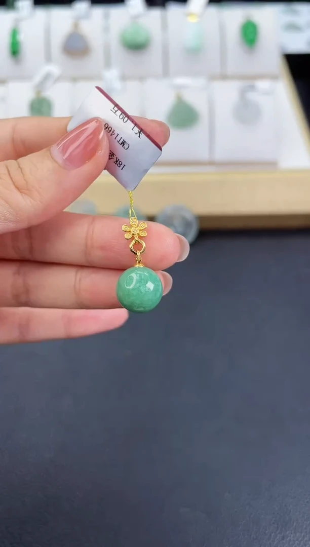 【闪购商品】翡翠挂件18K金镶嵌珠子多人@@CMT1466