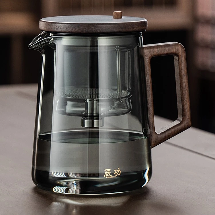 飘逸杯泡茶壶家用胡桃木沏茶过滤内胆茶水分离全玻璃冲茶器泡茶杯