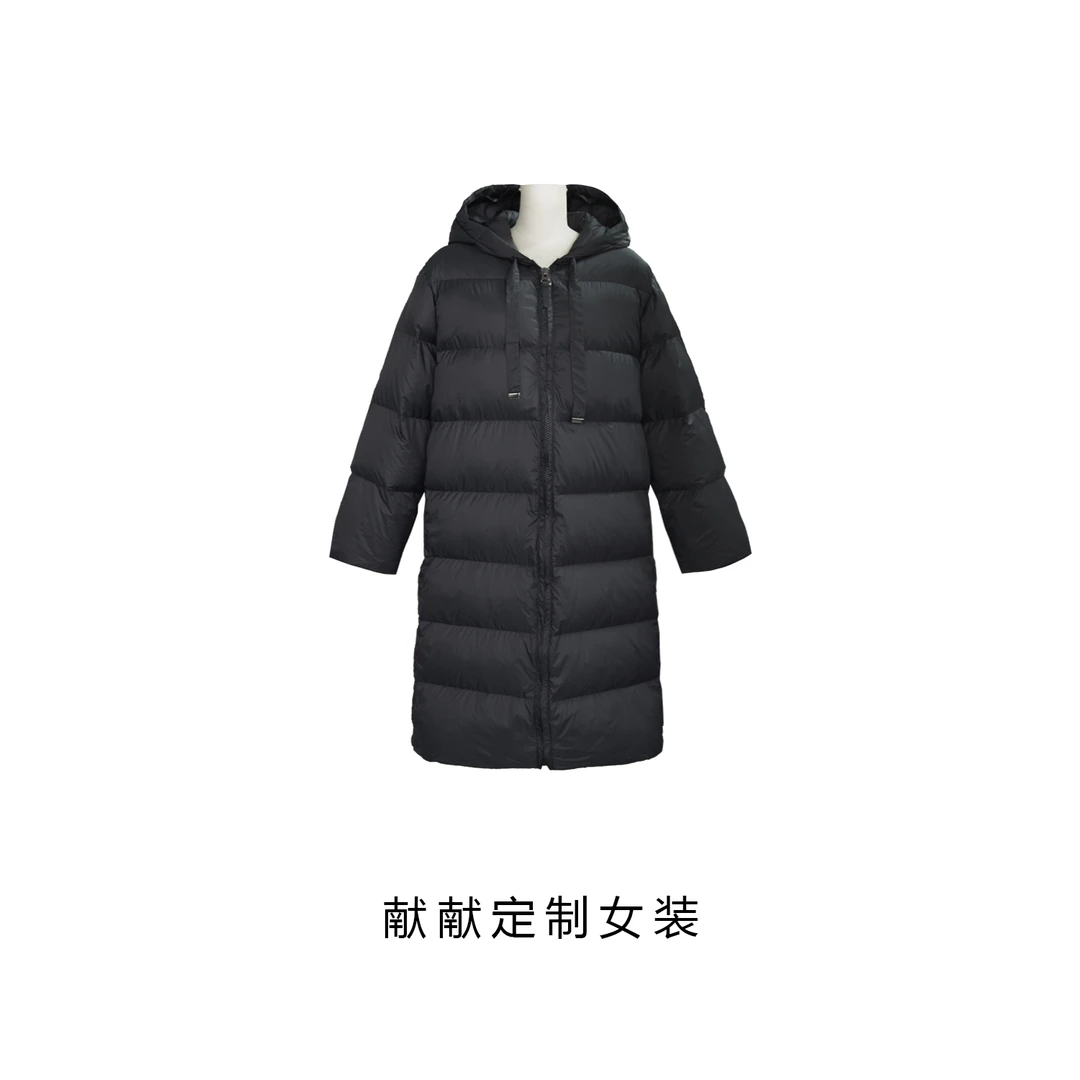 拒绝臃肿 国标90白鸭绒 极简显瘦保暖中等厚度长款羽绒服  23-407