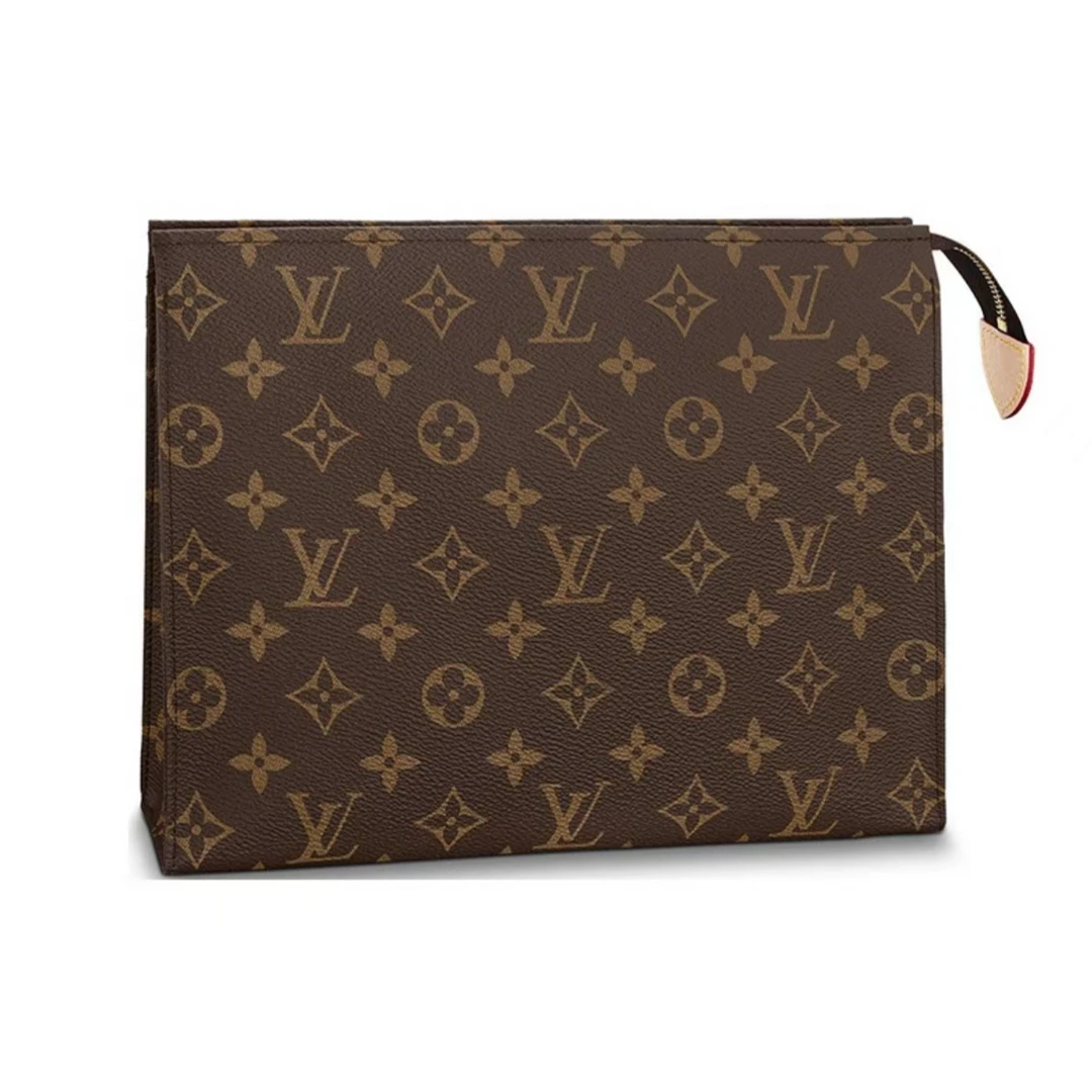 99新 LouisVuitton/路易威登 Lv棕老花洗漱包/Q17/赠钥匙扣