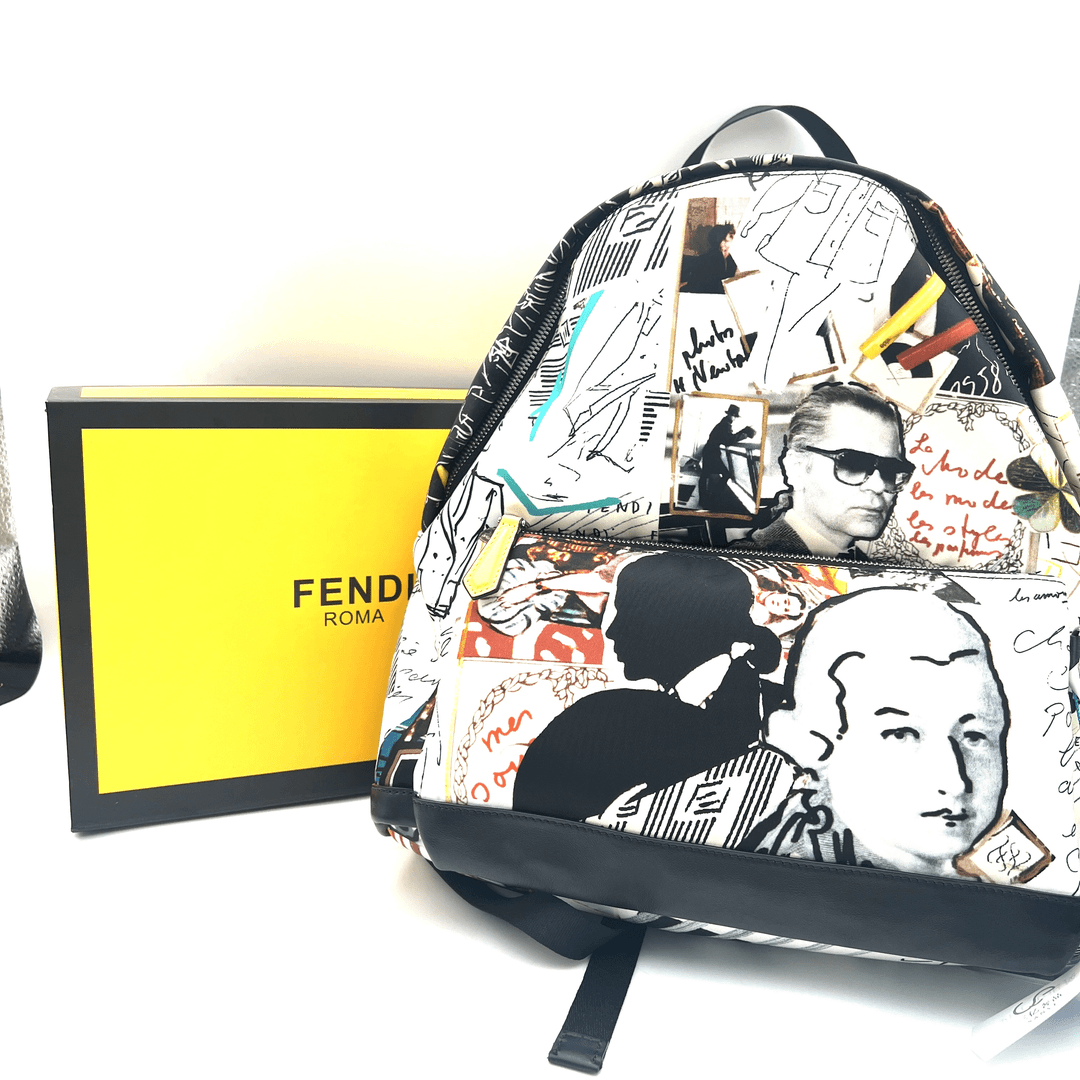 99新 FENDI/芬迪 芬迪老佛爷设计艺术家双肩包/B39赠钥匙扣