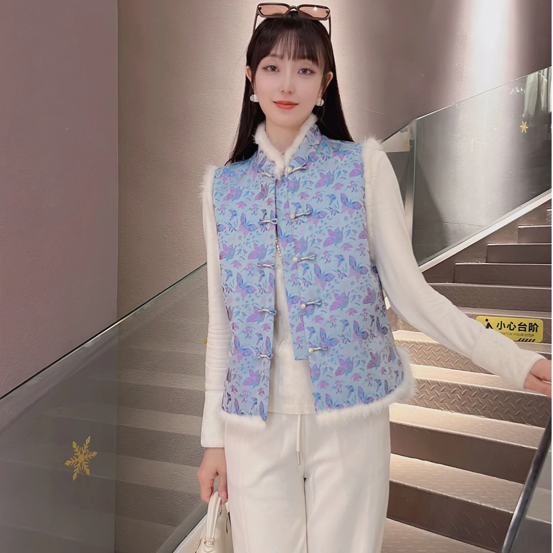 ELFBOX时尚百搭显瘦日常气质新中式中国风双面穿马甲2674