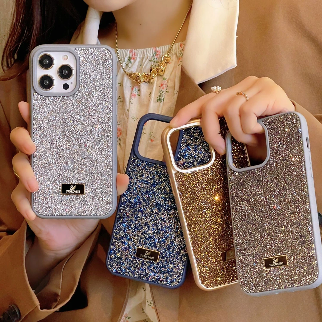 奢华满钻手机壳iPhone15promax施华洛世奇水钻14pro女款13保护壳