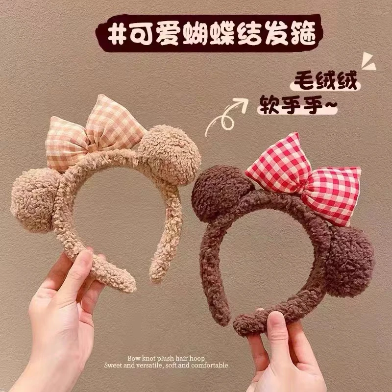 可爱蝴蝶结小熊耳朵毛绒发箍发饰