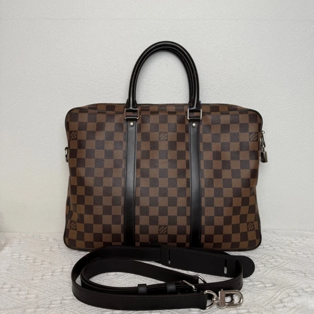 99新 LouisVuitton/路易威登 4050/时尚经典棕棋盘格手提公文包