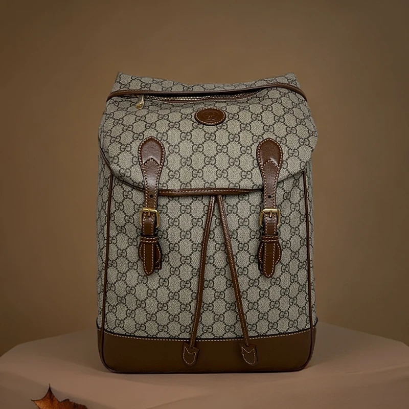 99新 GUCCI/古驰 3950/时尚经典棕老花双肩包