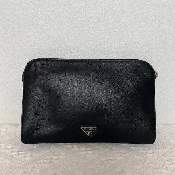 95新 Prada/普拉达 3844/男士时尚黑色全皮手拿包