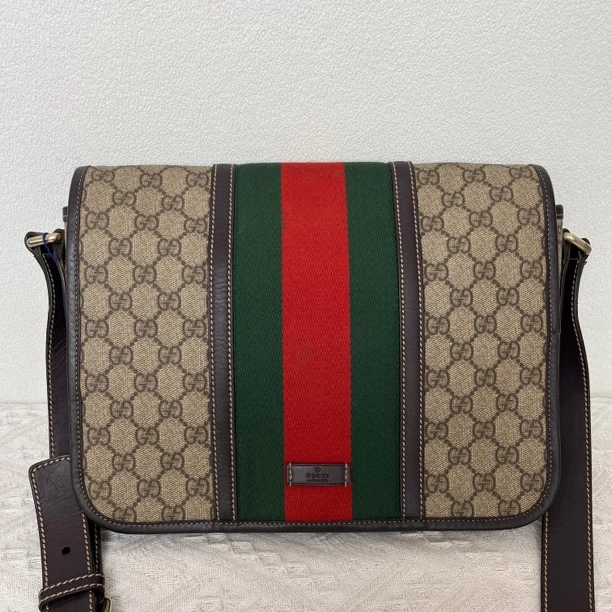 95新 GUCCI/古驰 95新 GUCCI/古驰 3399/时尚红绿织带邮差包